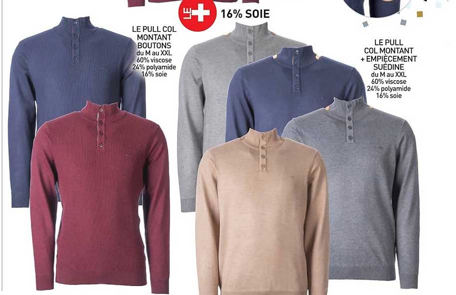 le pull col montant boutons le pull col montant + empiècement suédine