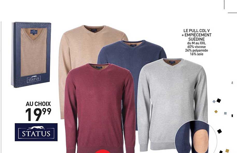 le pull col v + empiècement suédine status