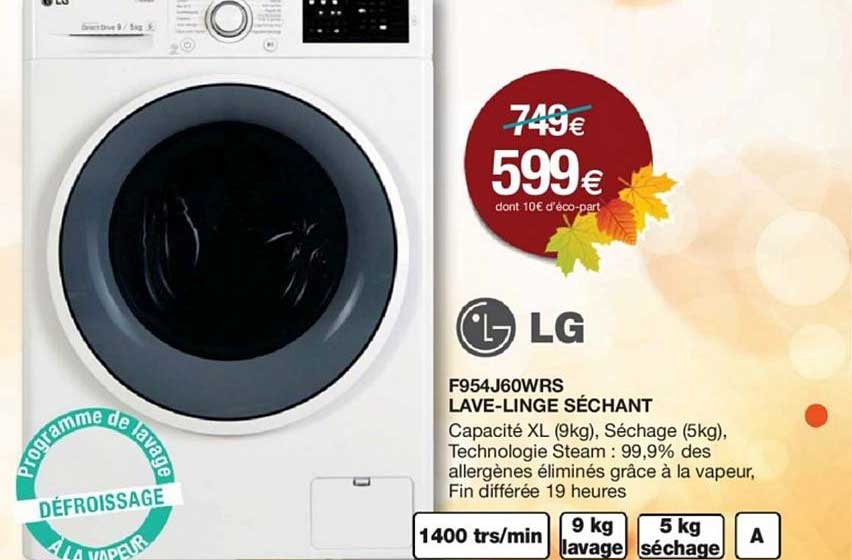 lg f954j60wrs lave linge séchant