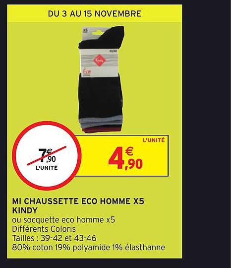 mi chaussette eco homme x5 kindy