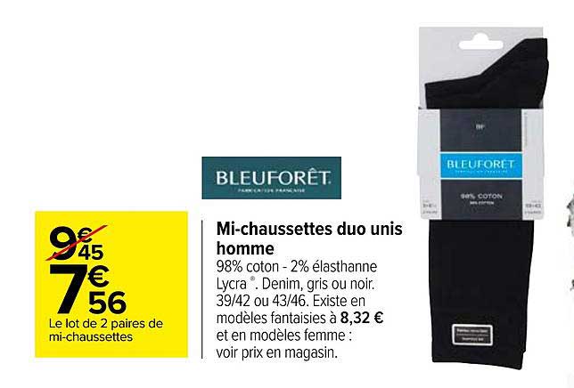 mi-chaussettes duo unis homme