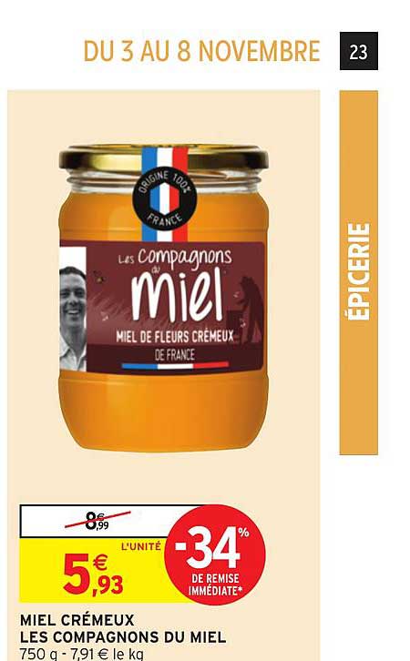miel crémeux les compagnons du miel -34% de remise immédiate