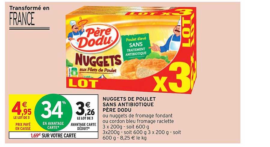 Nugggets De Poulet Sans Antibiotique Père Dodu