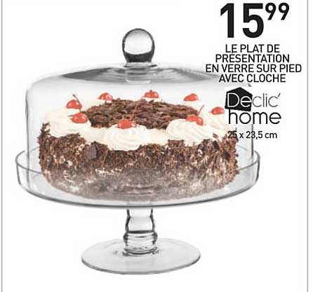 Plat De Présentation En Verre Sur Pied Avec Cloche Declic'home