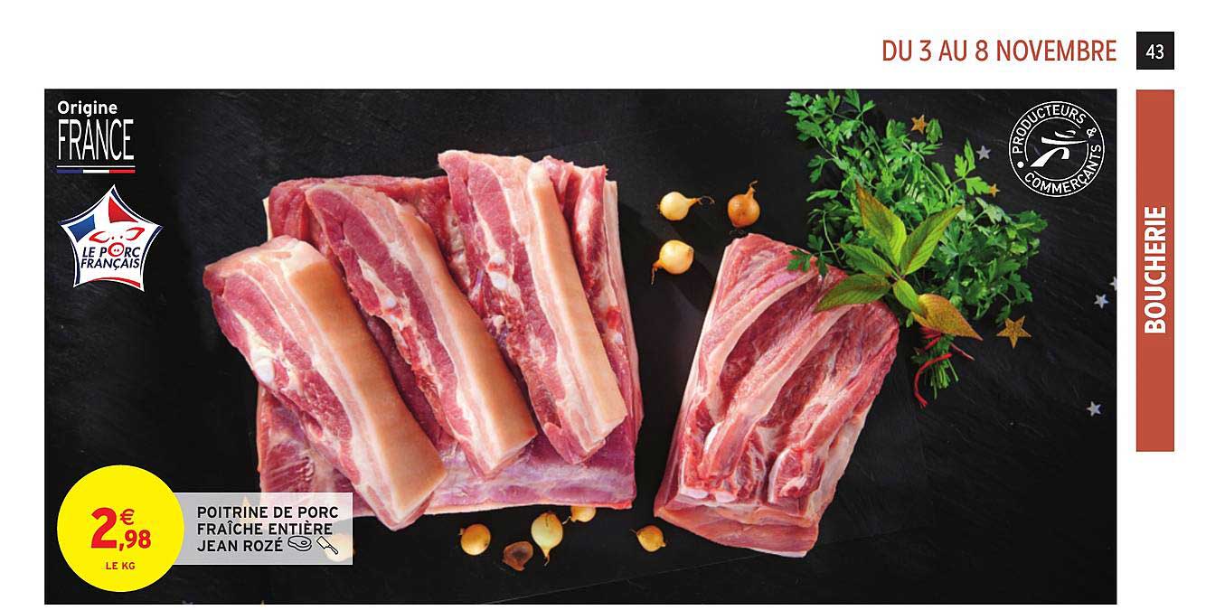 poitrine de porc fraîche entière jean rozé