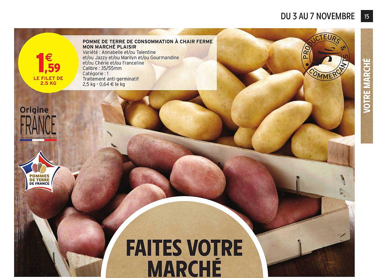 pomme de terre de consommation à chair ferme mon marché plaisir