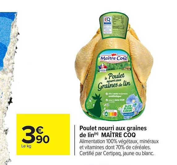 Poulet Nourri Aux Graines De Lin Maître Coq