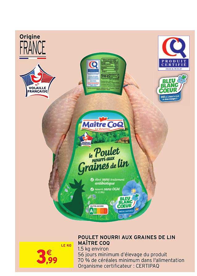 poulet nourri aux graines de lin maitre coq