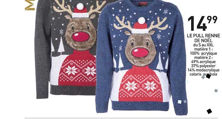 pull renne de noël