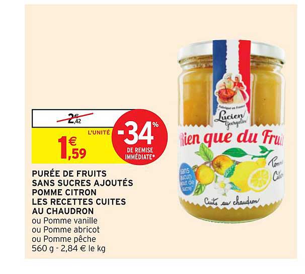 Purée De Fruits Sans Sucres Ajoutés Pomme Citron Les Recettes Cuites Au Chaudron -34% De Remise Immédiate