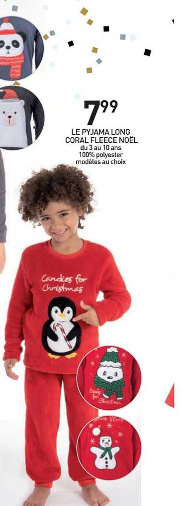 pyjama long coral fleece noël
