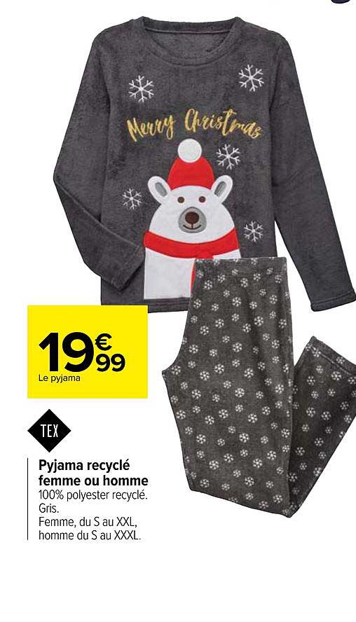 Pyjama Recyclé Femme Ou Homme Tex