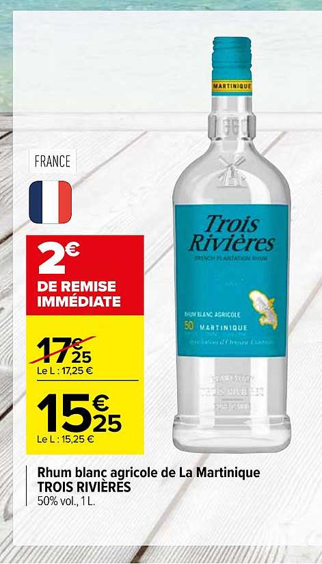 rhum blanc agrocole de la martinique trois rivières