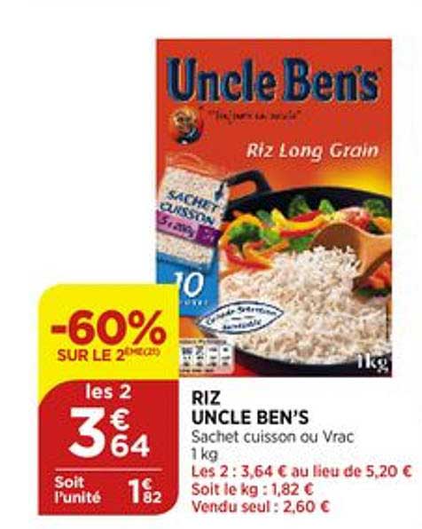 riz uncle ben's -60% sur le 2ème