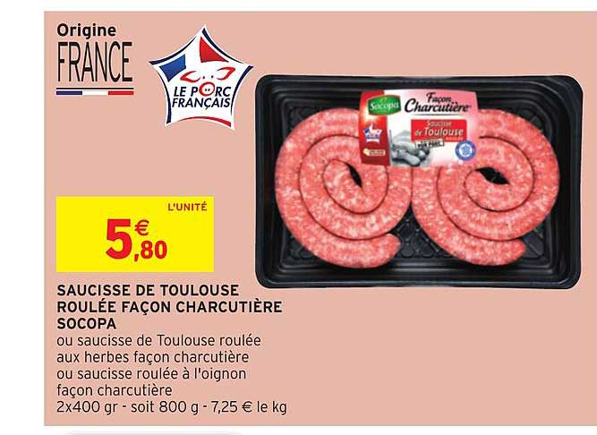saucisse de toulouse roulée façon charcutière socopa