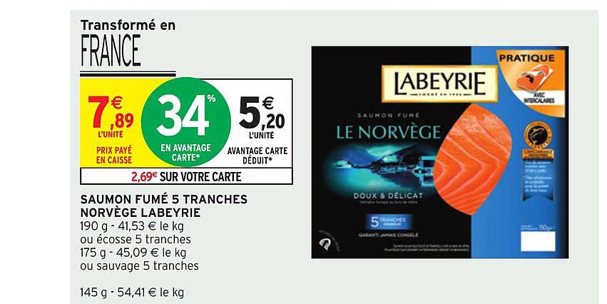 Saumon Fumé 5 Tranches Norvège Labeyrie