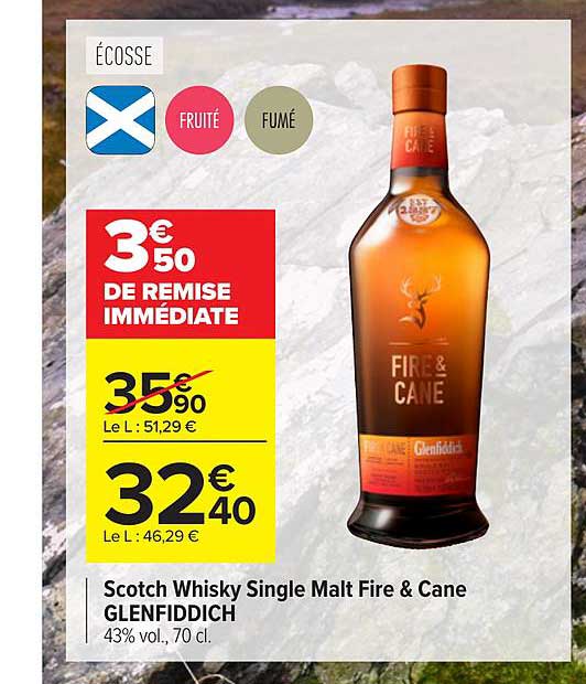 scotch whisky single malt fire & cane glenfiddich