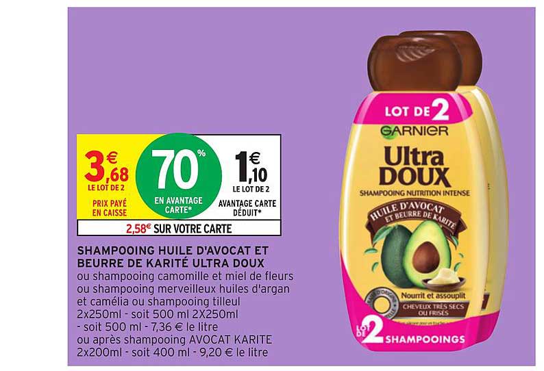 Shampooing Huile D'avocat Et Beurre De Karité Ultra Doux