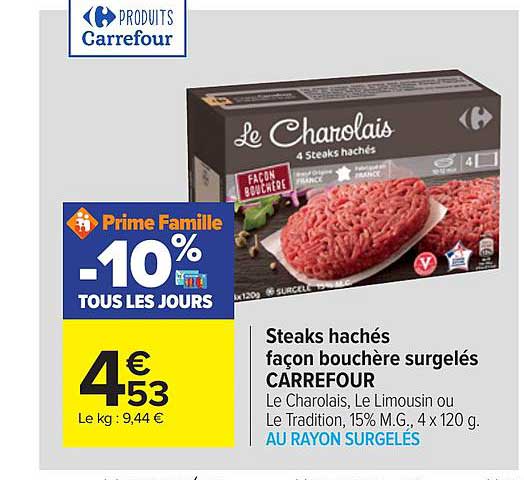 steaks hachés façon bouchère surgelés carrefour
