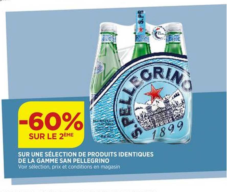 sur une sélection de produits identiques de la gamme san pellegrino -60% sur le 2ème