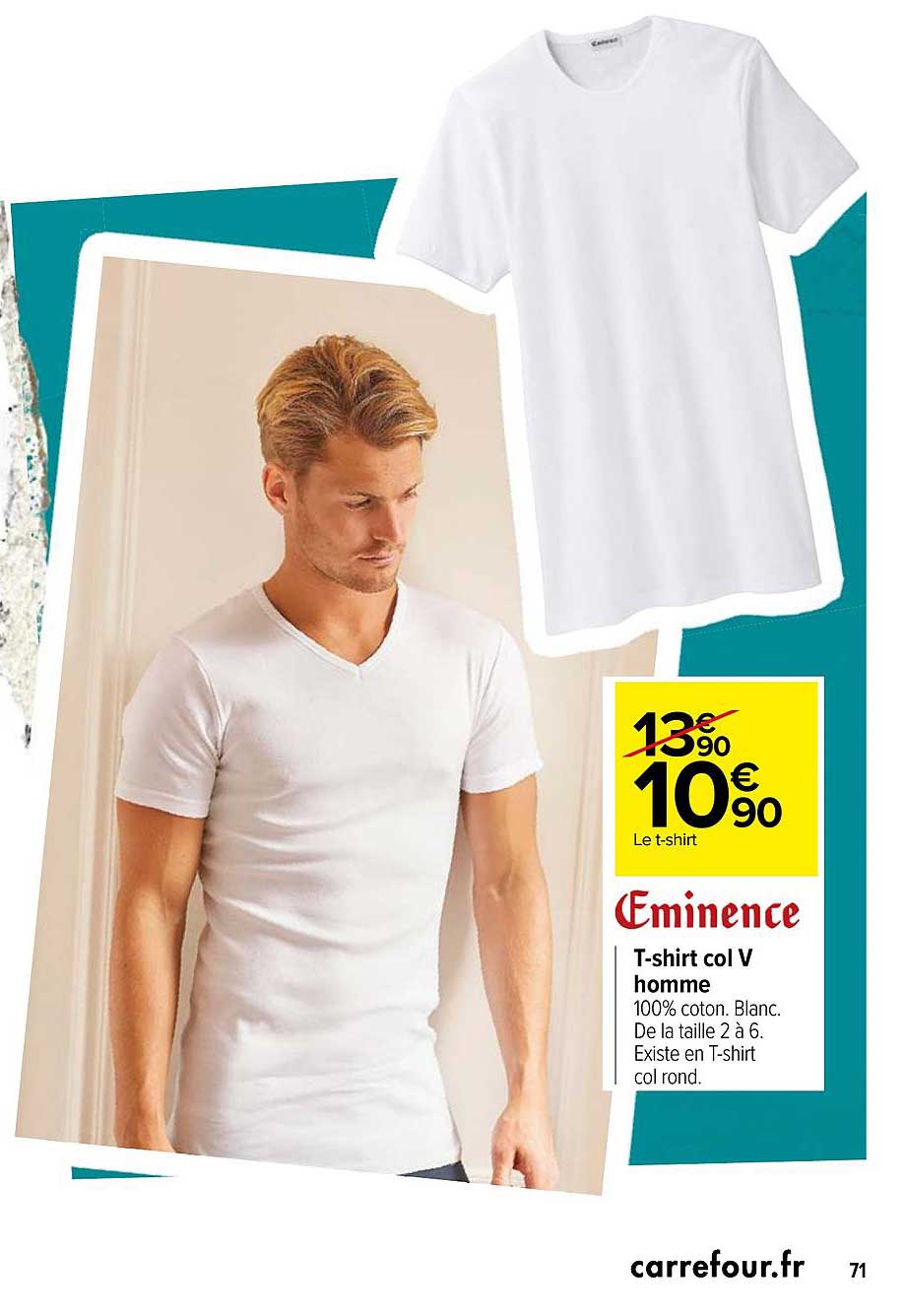 t-shirt col v homme