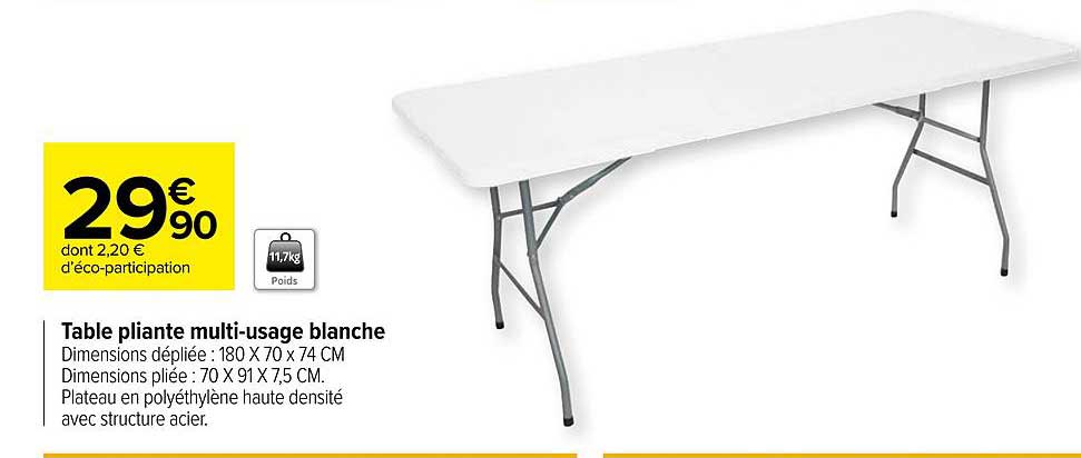 Table Pliante Multi-usage Blanche