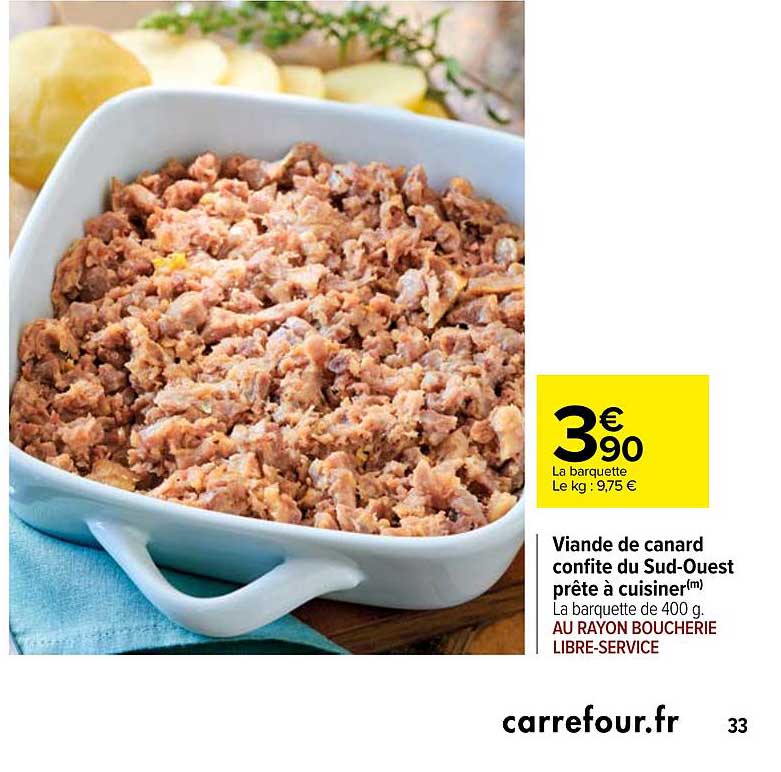 viande de canard confite du sud-ouest prête à cuisiner