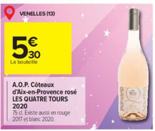 a.o.p. côteaux d'aix-en-provence rosé les quatre tours 2020