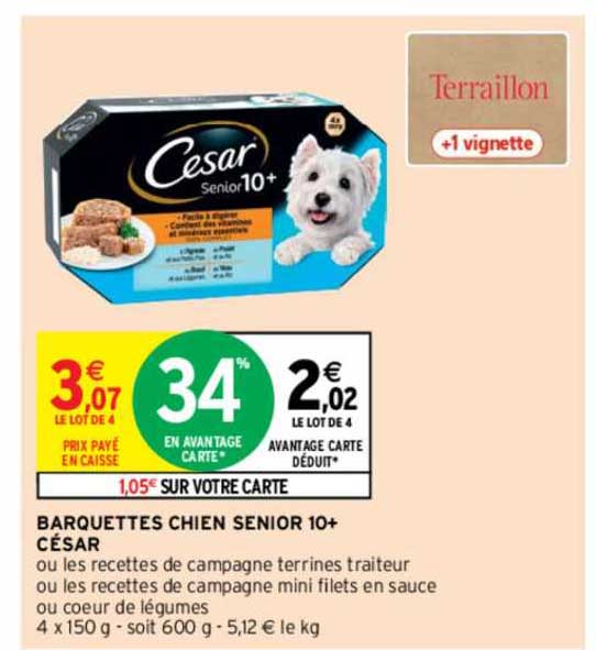 barquettes chien senior 10+ césar