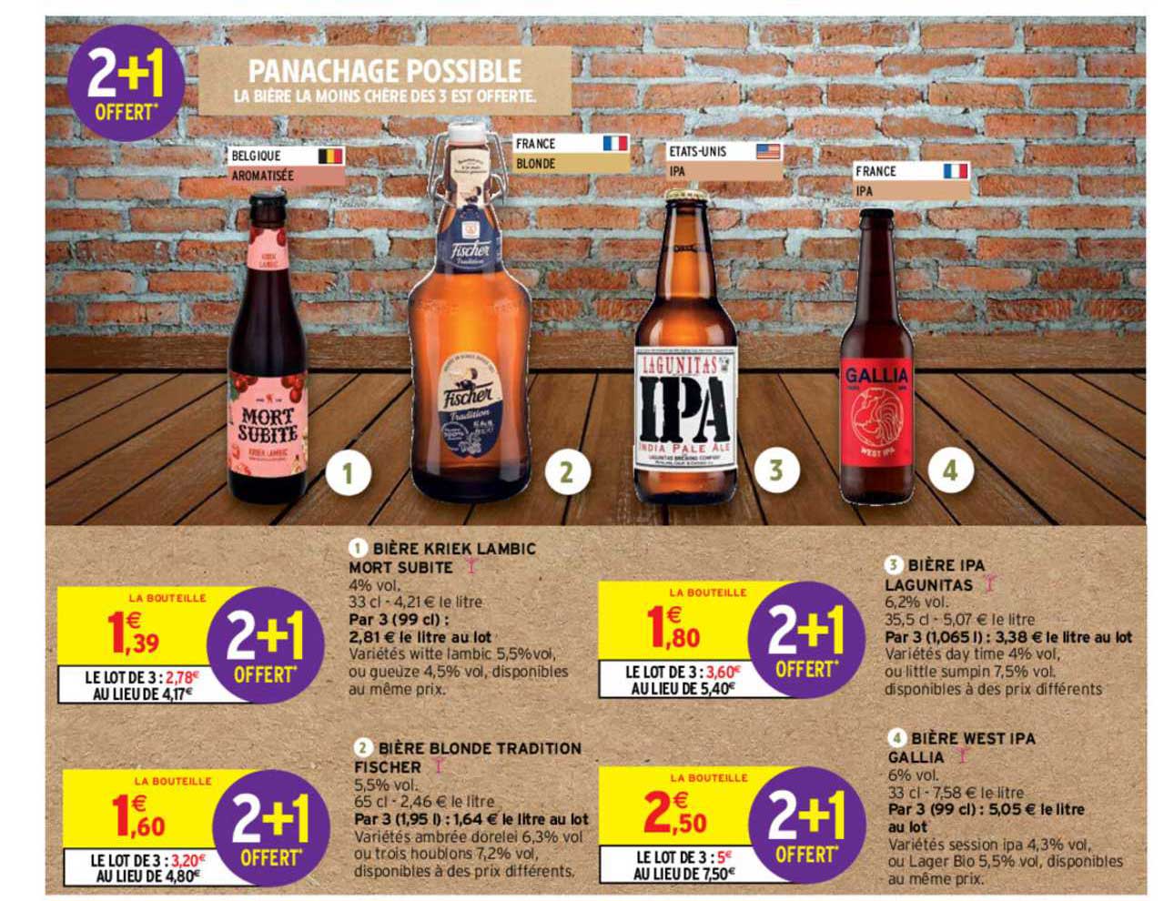 bière kriek lambic mort subite, bière blonde tradition fischer, bière ipa lagunitas, bière west ipa gallia