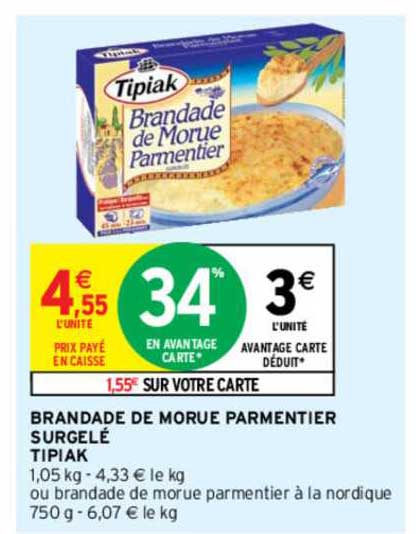 Brandade De Morue Parmentier Surgelé Tipiak