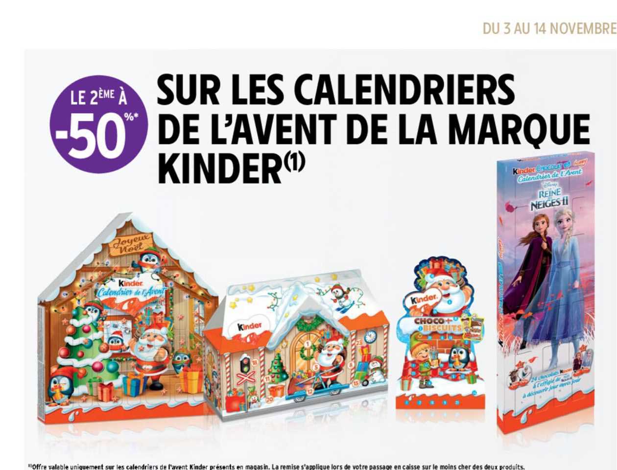 calendriers de l'avent de la marque kinder
