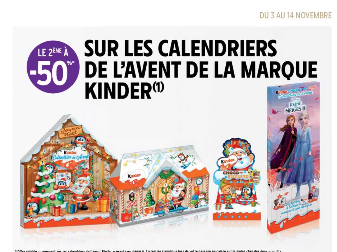 calendriers de l'avent de la marque kinder