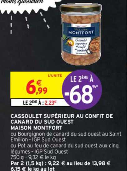 cassoulet supérieur au confit de canard du sud ouest maison montfort