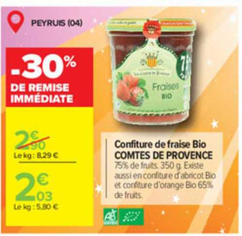 confiture de fraise bio comtes de provence