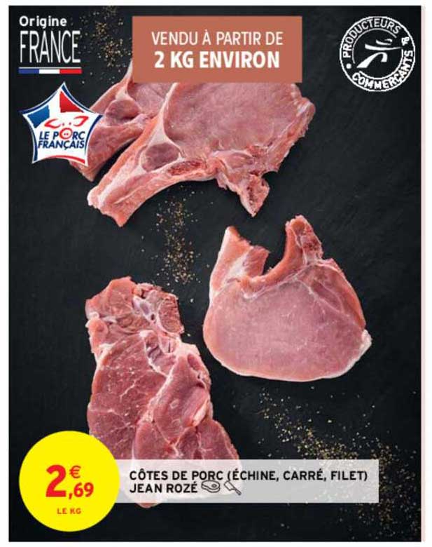 côtes de porc (échine, carré, filet) jean rozé