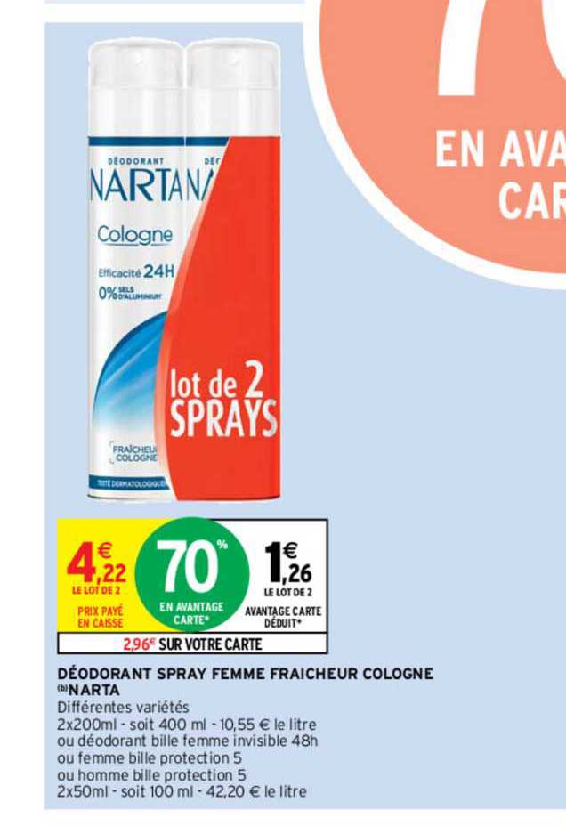 Déodorant Spray Femme Fraîcheur Cologne Narta