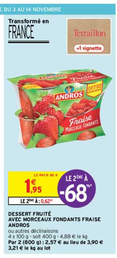 Dessert Fruité Avec Morceaux Fondants Fraise Andros