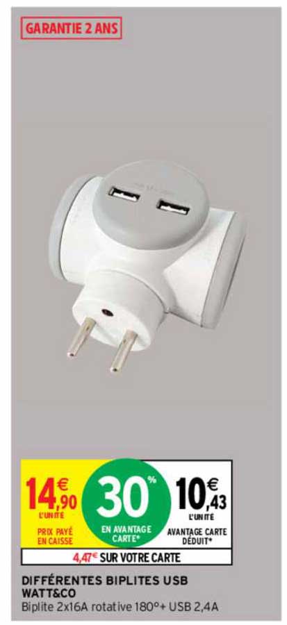 différentes biplites usb watt&co