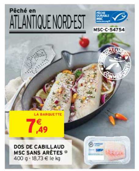 dos de cabillaud msc sans arêtes