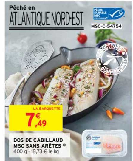 dos de cabillaud msc sans arêtes