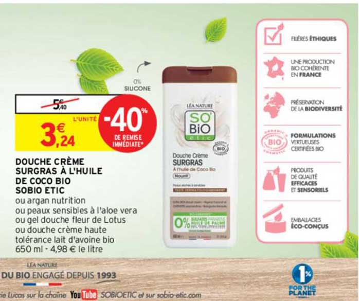 douche crème surgras à l'huile de coco bio sobio étic