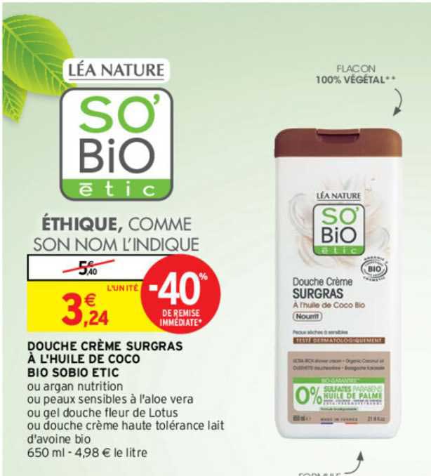 douche crème surgras à l'huile de coco bio sobio étic