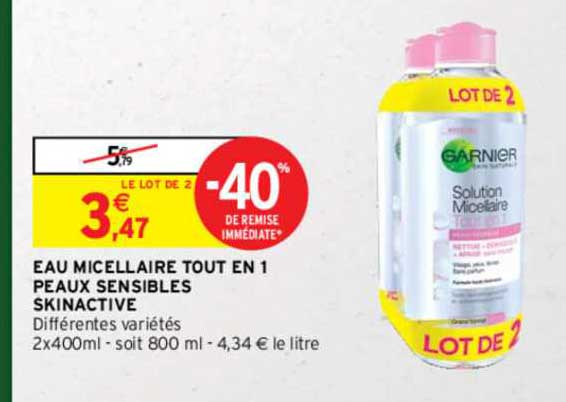 eau micellaire tout en 1 peaux sensibles skinactive