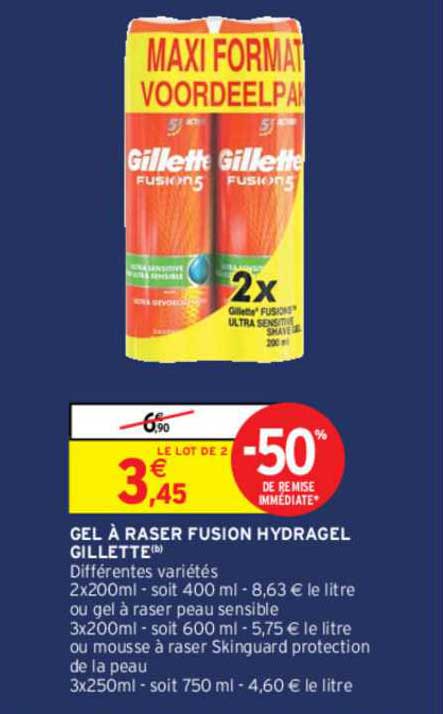 gel à raser fusion hydragel gillette