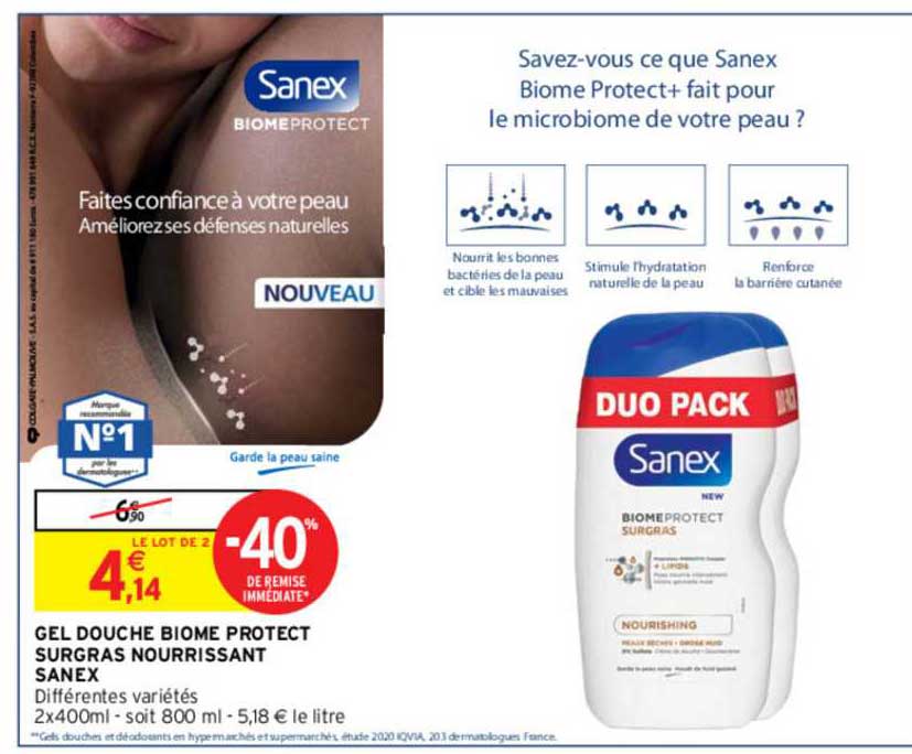 Gel Douche Biome Protect Surgras Nourrissant Sanex