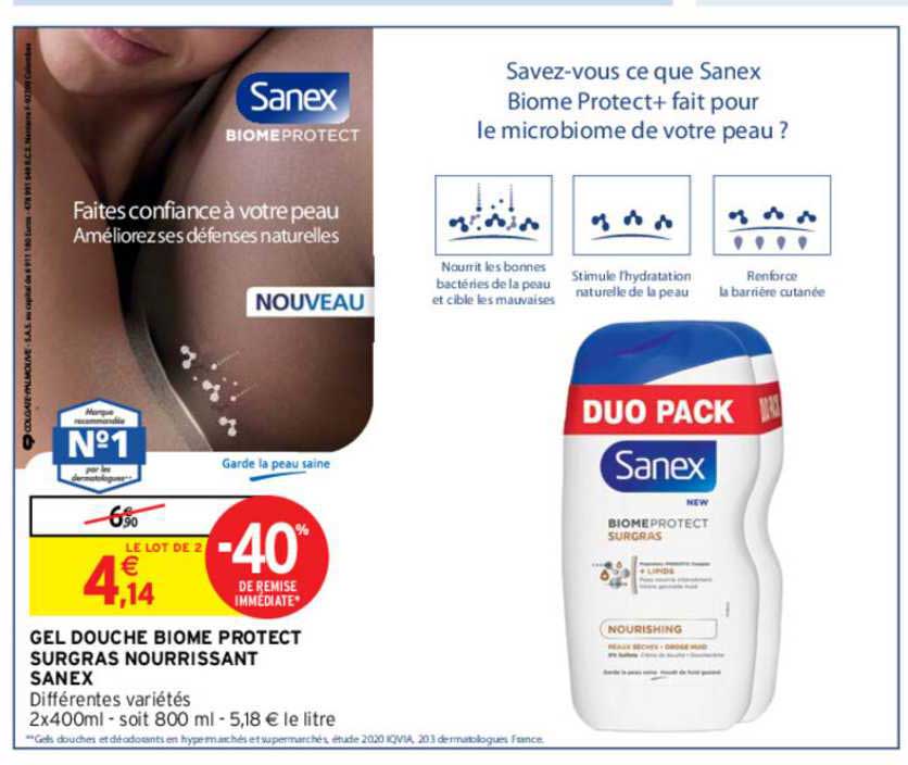 gel douche biome protect surgras nourrissant sanex