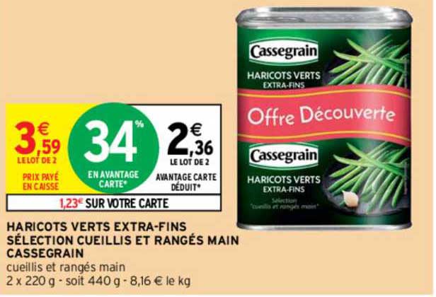 haricots verts extra-fins sélection cueillis et rangés main cassegrain