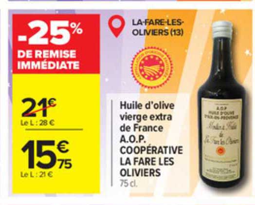 huile d'olive viege extra de france a.o.p. coopérative la fare les oliviers