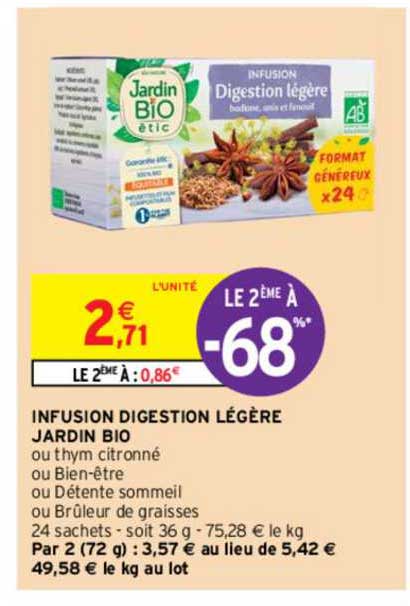 infusion digestion légère jadin bio